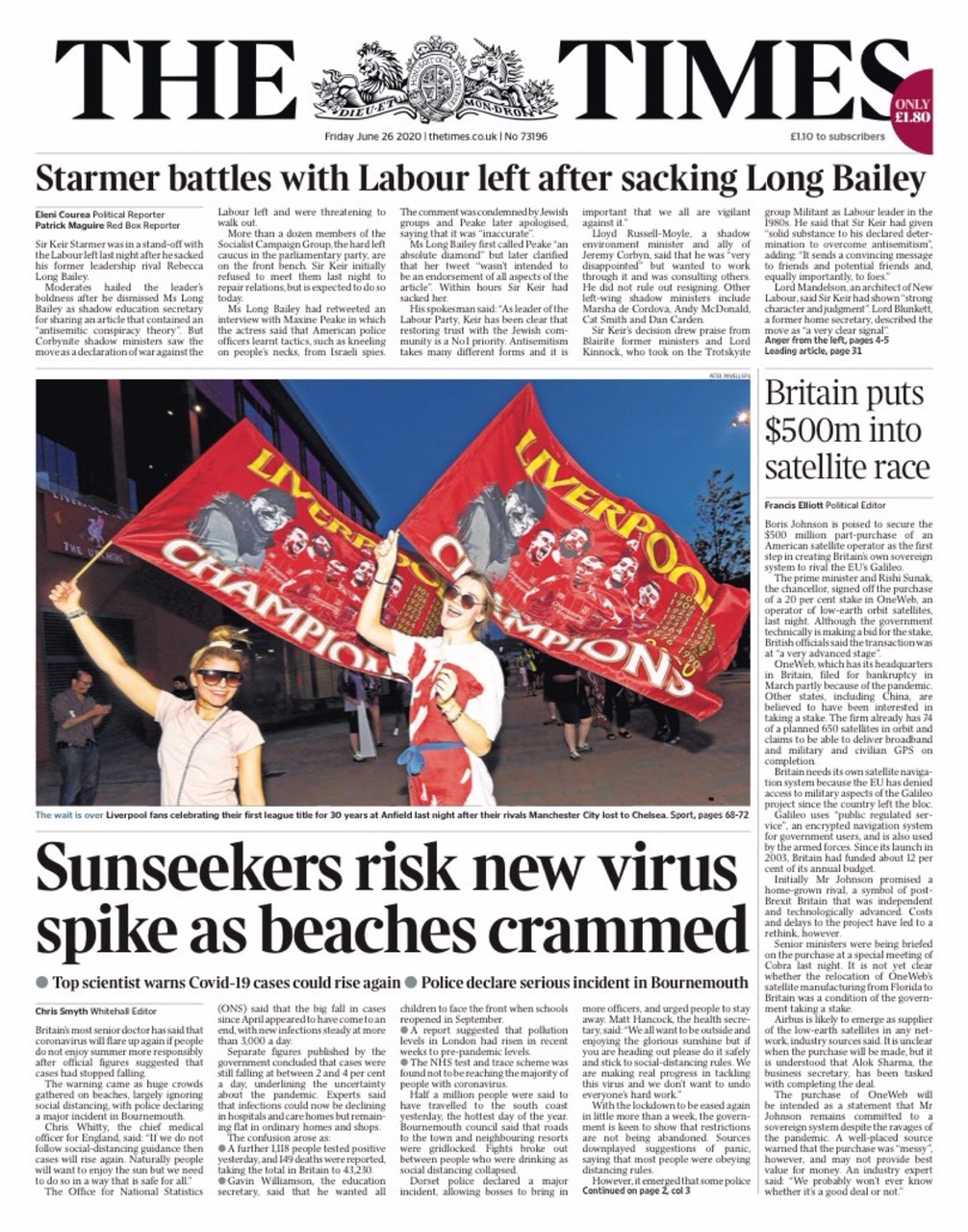 The Times Frontpage (26.06.2020)